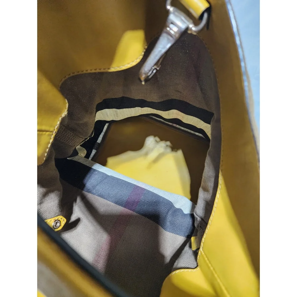BURBERRY Canvas Mega Check Medium Ashby Hobo Saddle Bag Yellow/Beige